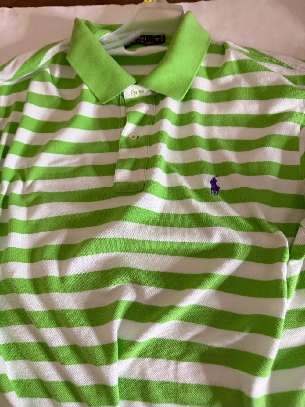 Polo by Ralph Lauren  cotton Lime Green & White Striped Polo Shirt size 2XB